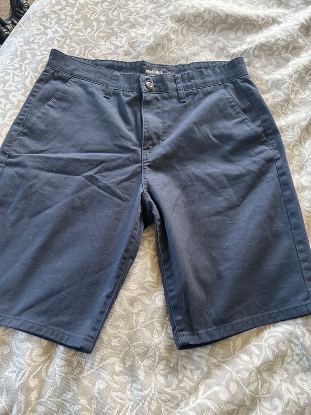 RSQ Men's Navy Flat-Front Cotton Shorts